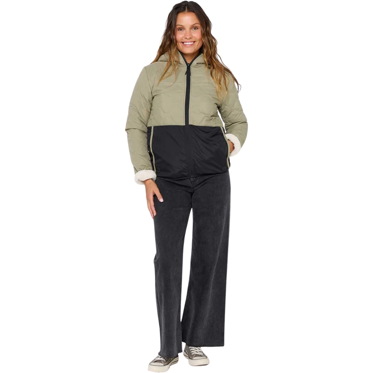 2025 Rip Curl Womens Anti-Series Anoeta Quilted Puffer Jacket 03DWJA - Olive